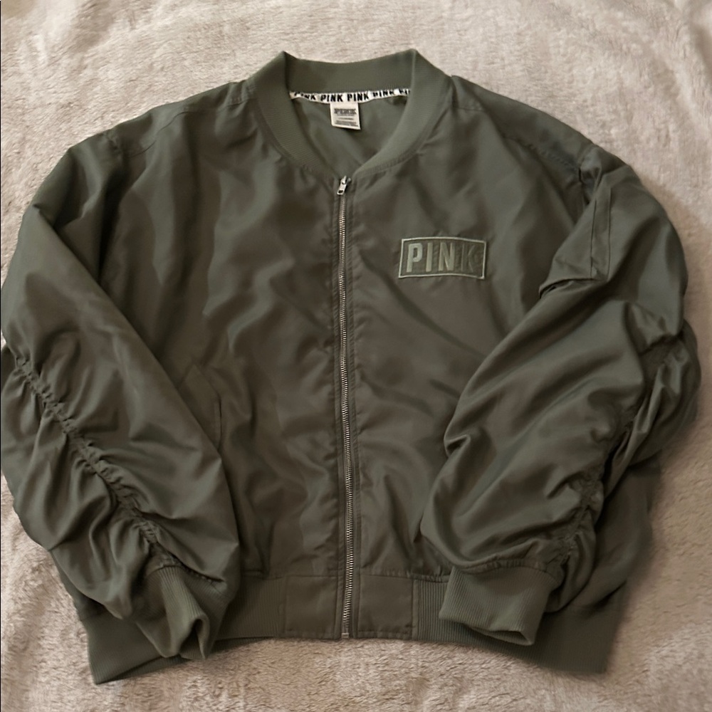 PINK Victoria's Secret Green Jacket with Logo